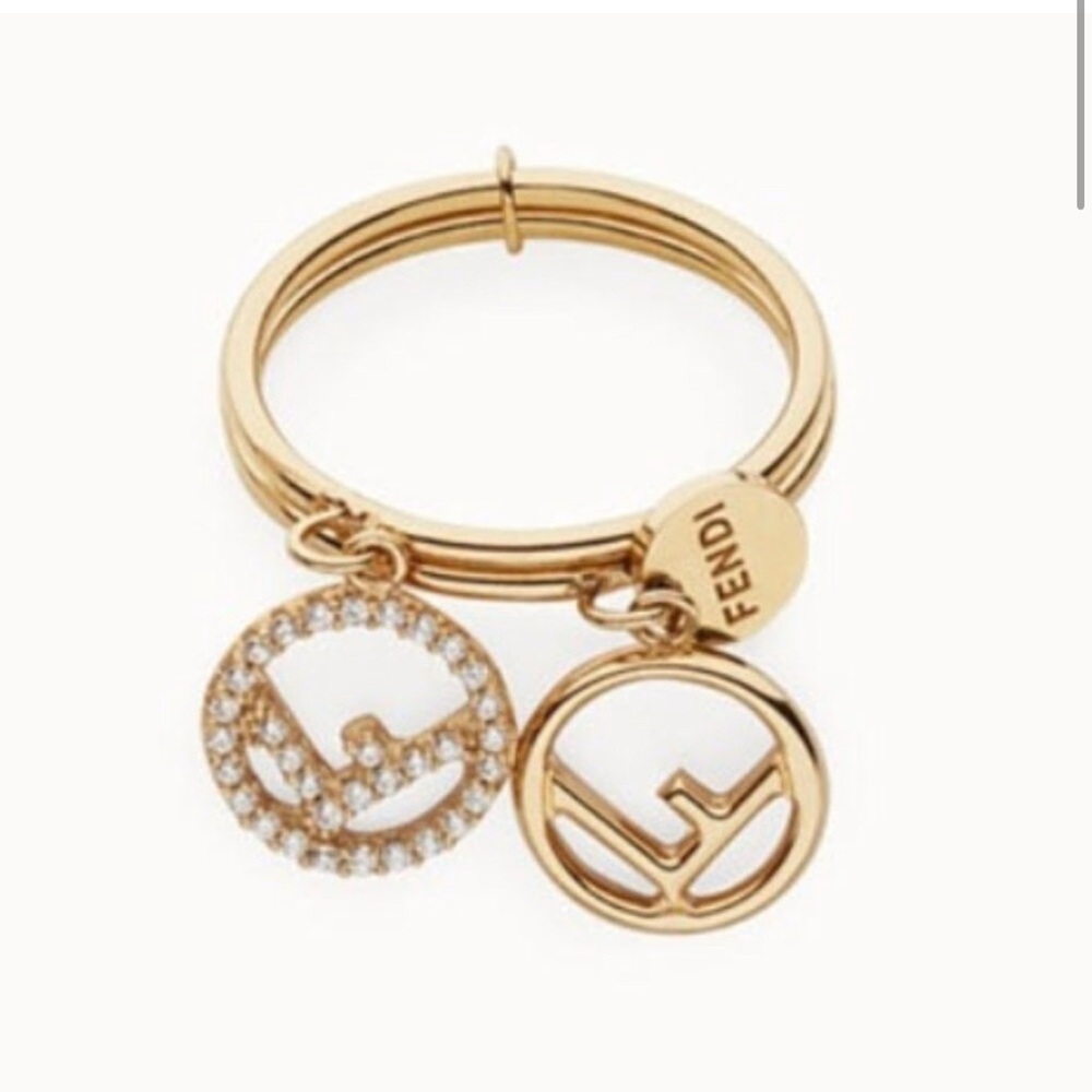 Fendi F is for Fendi Double Charm Ring Metal with Crystals